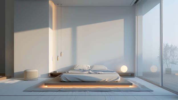 Minimalist bedroom promoting relaxation and calm