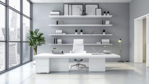 Minimalist office with efficient organizational solutions