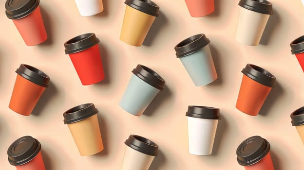 Minimalist layout pattern featuring coffee cups in clean and uncluttered designs for a sleek and modern look