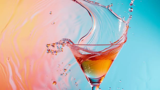 Modern poster showcasing a spinning glass of cocktail