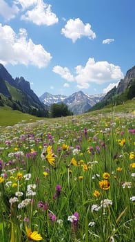 Pristine alpine meadows carpeted in flowers