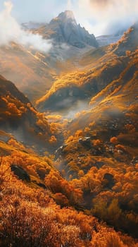 Remote mountain valleys carpeted in autumn foliage