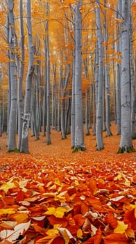 Pristine chestnut forests carpeted in autumn leaves