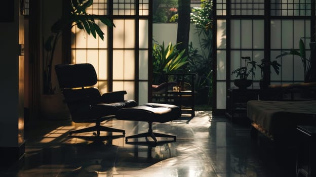 Silhouette of carefully arranged furnishings creating a sense of tranquility