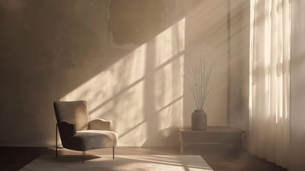 Silhouette of minimalist furnishings creating a serene and inviting atmosphere