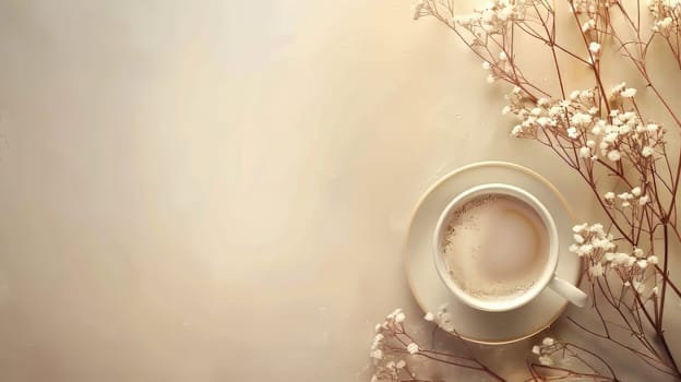 Serene backdrop with a comforting cup of coffee and room for your text