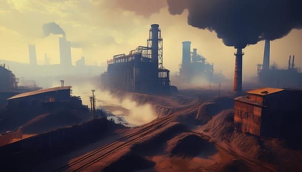 dirty old factory smoke, AI generated image