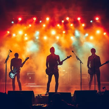 vintage grunge band rock and roll show concert banner ad template. AI generative.