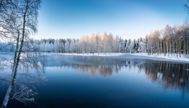 finnish forest natural landscape in winter, AI generated image