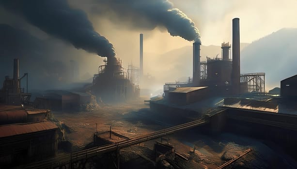 dirty old factory smoke, AI generated image