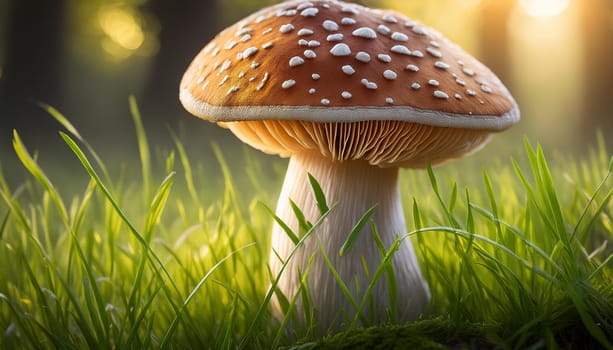 mushroom in the grass, AI generated image