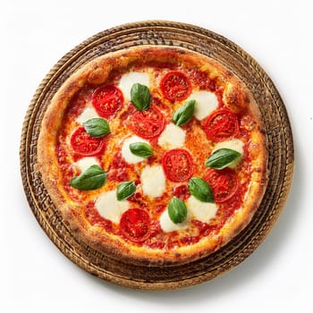 pizza margherita flat top view cut out, AI generated image