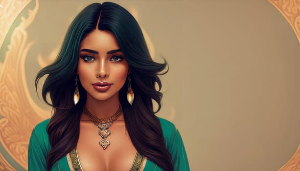 gorgeous young woman portrait illustration, AI generated image