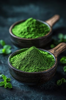 tasty Matcha Latte made from green tea. AI generative.