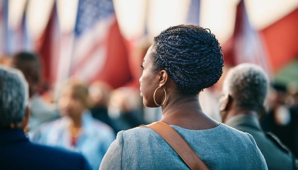 american black woman at usa political rally, AI generated image