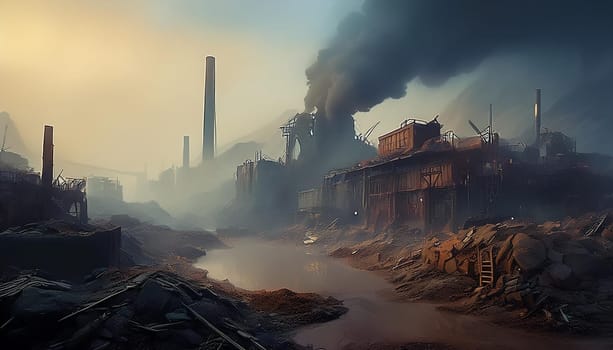 dirty old factory smoke, AI generated image