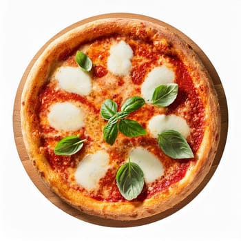 pizza margherita over white background, AI generated image