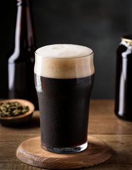 pint of stout beer in a pub, AI generated image
