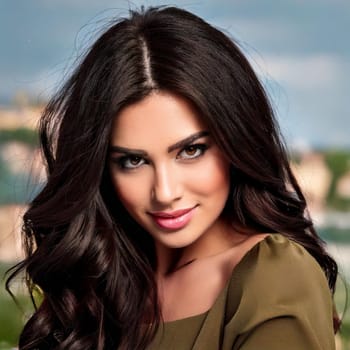 gorgeous young playful smiling woman portrait, AI generated image