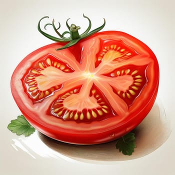 raw sliced tomato vegan food illustration, AI generated image
