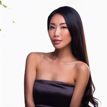 gorgeous young asian woman illustration, AI generated image