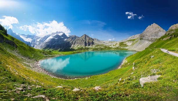 alpine mountain lake scenery, AI generated image