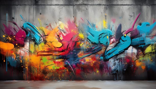 wall with street art graffiti, AI generated image