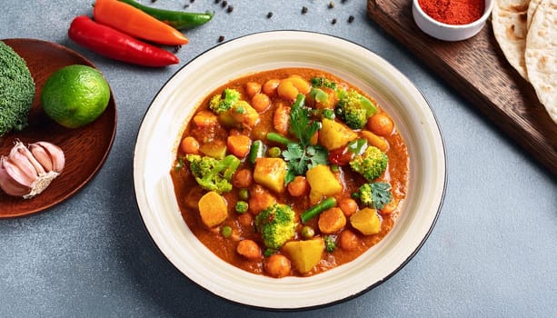 indian vegetable curry food, AI generated image