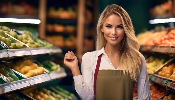 gorgeous young storekeeper woman, AI generated image