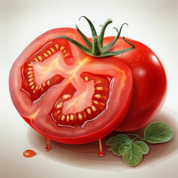 raw sliced tomato vegan food illustration, AI generated image