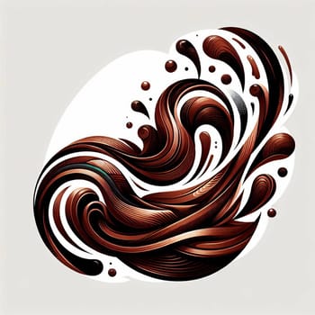 A stylized illustration of a splash of chocolate, creating a sense of movement and deliciousness. A high-quality photo.