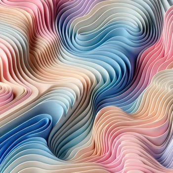 A close-up of a series of colorful, wavy lines, resembling a 3D landscape or an abstract painting. The lines create a flowing and organic effect. A high-quality photo.