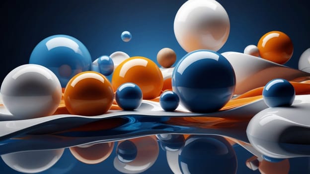 An abstract 3D rendering of colorful spheres on a wavy, white surface. The image creates a sense of playful dynamism and movement. A high-quality photo.