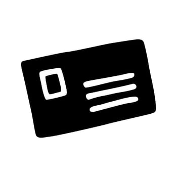 Doodle letter envelope icon or logo, hand drawn with thin black line. Isolated on white background. Vector illustration