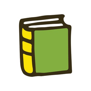Doodle book icon handdrawn with ink pen. Knowledge and education symbol painted in grunge freehand style. Vector illustration isolated on white background