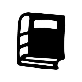 Doodle book icon handdrawn with ink pen. Knowledge and education symbol painted in grunge freehand style. Vector illustration isolated on white background