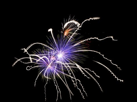 Abstract fireworks background on the night sky