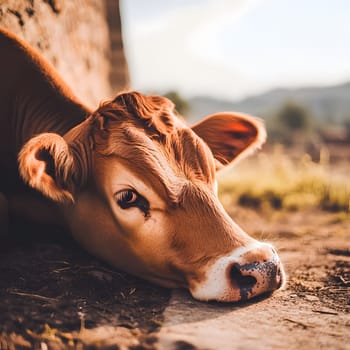 Sad Depressing Farm Cow agricultural Animal