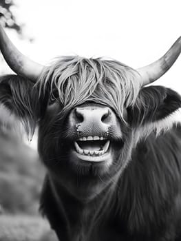 Angry Shouting Farm Cow agricultural Animal Black and White