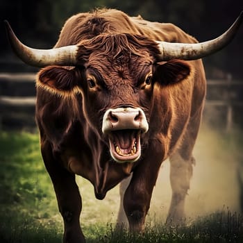 Angry Shouting Farm Cow agricultural Animal Black and White