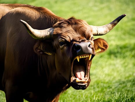 Angry Shouting Farm Cow agricultural Animal Black and White