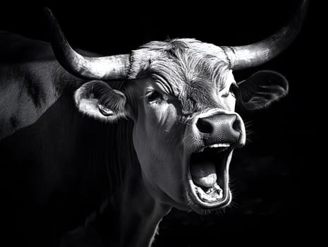 Angry Shouting Farm Cow agricultural Animal Black and White