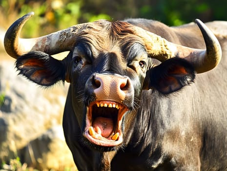 Angry Shouting Farm Cow agricultural Animal Black and White