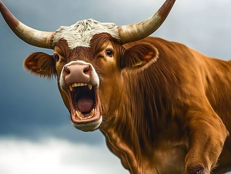 Angry Shouting Farm Cow agricultural Animal Black and White