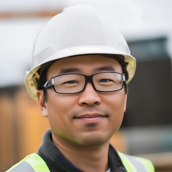 Man Asian construction worker Portrait