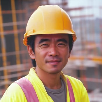Man Asian construction worker Portrait