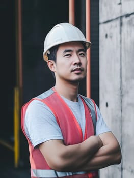 Man Asian construction worker Portrait