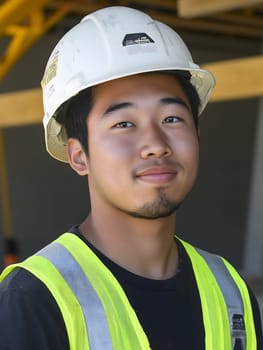 Man Asian construction worker Portrait