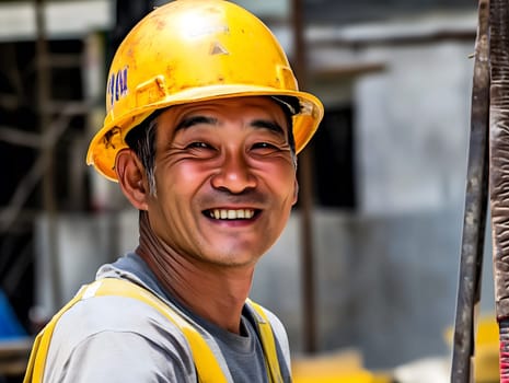 Man Asian construction worker Portrait