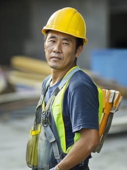 Man Asian construction worker Portrait